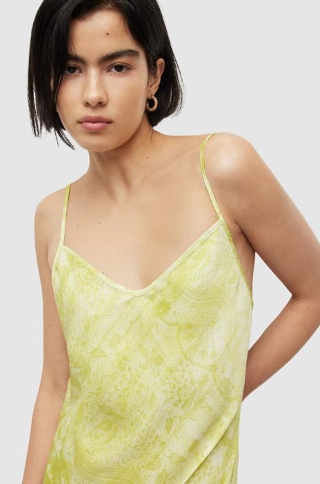 Сукня AllSaints колір жовтий midi облягаюча