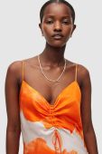 Сукня з домішкою шовку AllSaints колір помаранчевий maxi облягаюча
