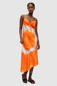 Сукня з домішкою шовку AllSaints колір помаранчевий maxi облягаюча