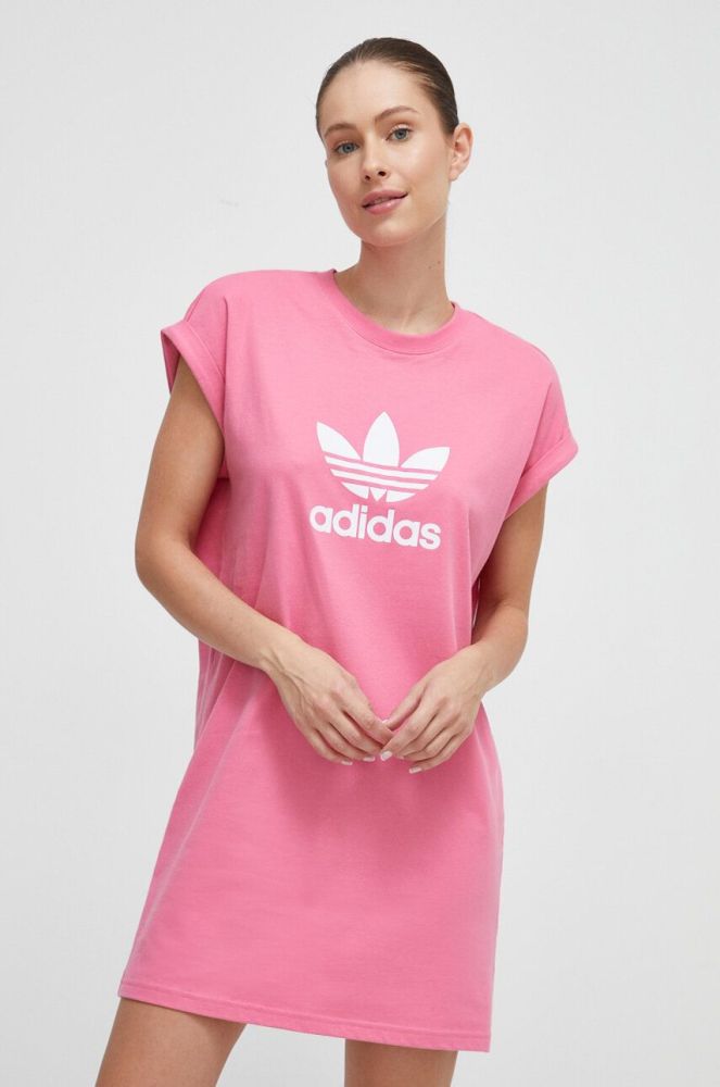 Бавовняна сукня adidas Originals колір рожевий mini пряма (3568359)