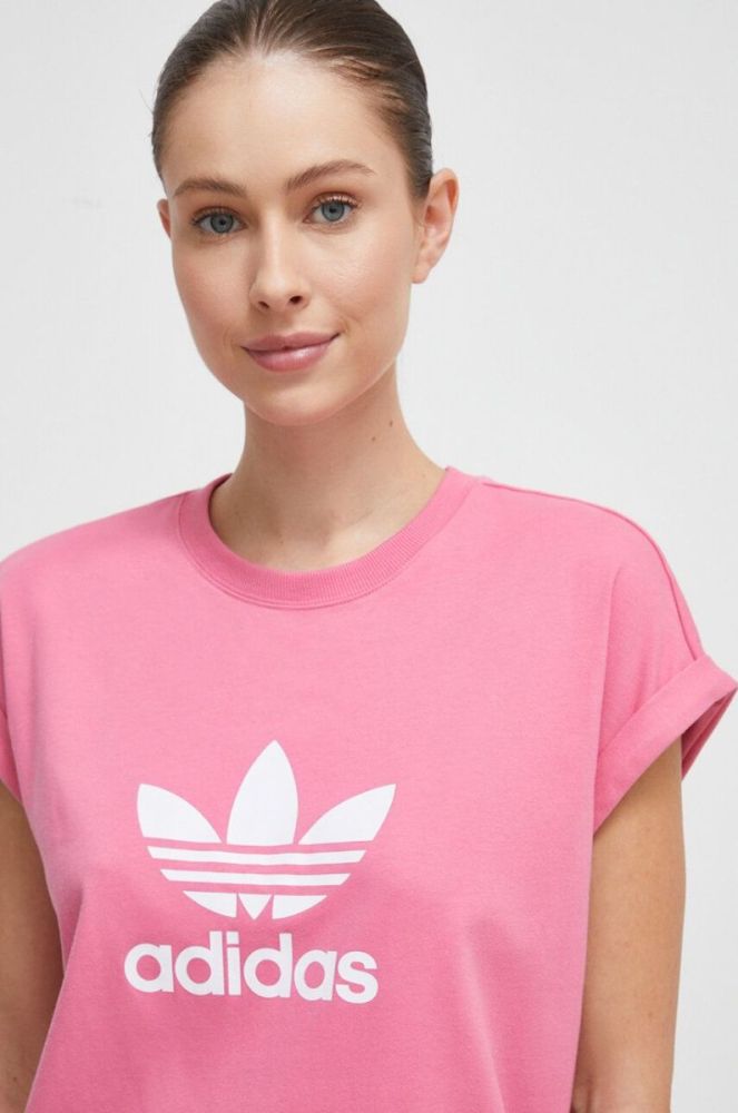 Бавовняна сукня adidas Originals колір рожевий mini пряма (3568359) фото 4