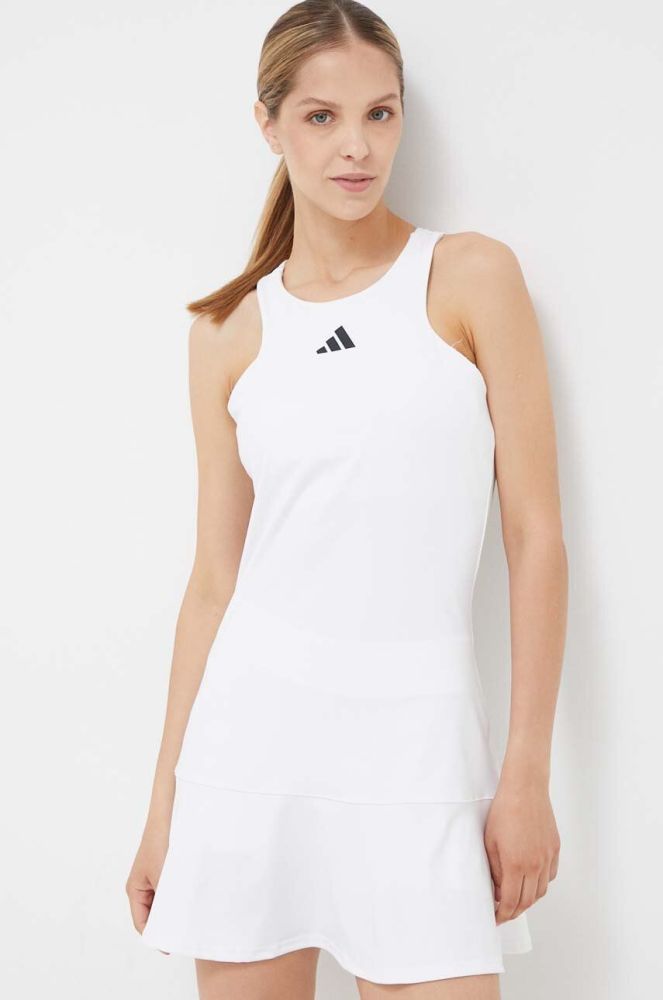 Спортивна сукня adidas Performance колір білий mini облягаюча