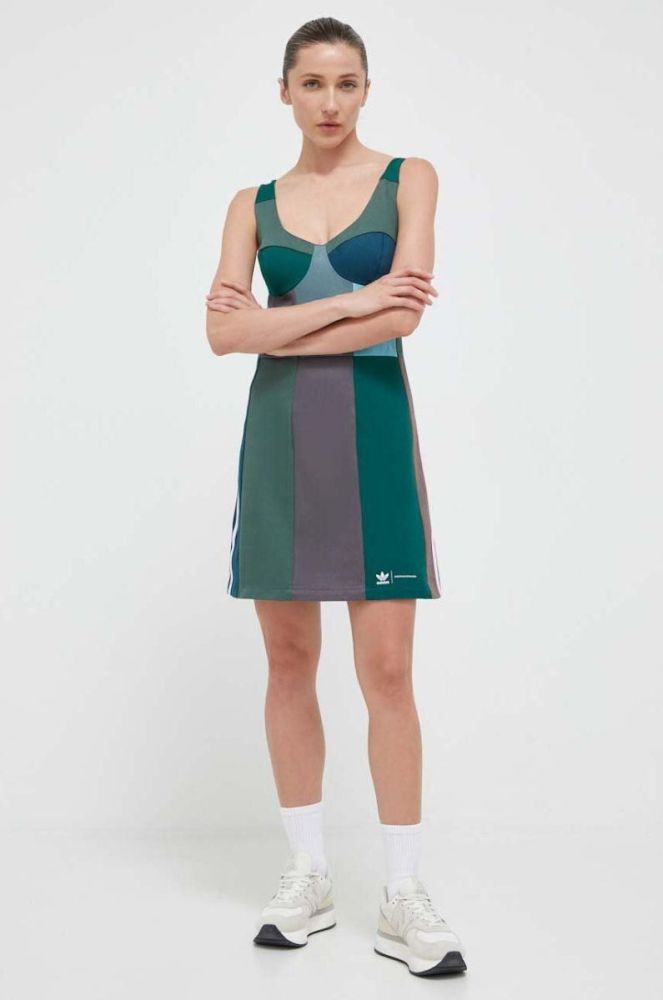 Сукня adidas Originals Ksenia Schnaider колір зелений mini облягаюча фото 2