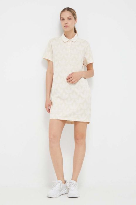 Бавовняна сукня adidas Originals колір бежевий mini пряма