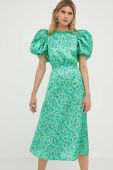 Сукня Rotate колір зелений midi розкльошена (3384112)