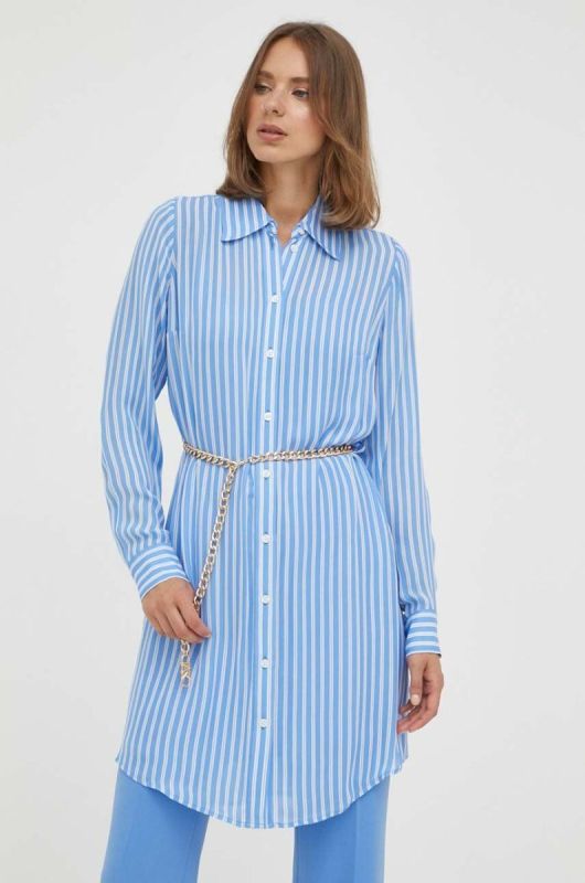 Сукня з домішкою шовку MICHAEL Michael Kors mini oversize колір блакитний