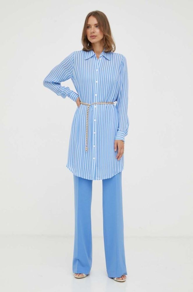 Сукня з домішкою шовку MICHAEL Michael Kors mini oversize колір блакитний фото 2
