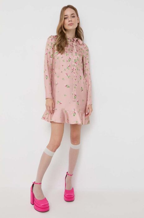 Шовкова сукня Red Valentino колір рожевий mini пряма