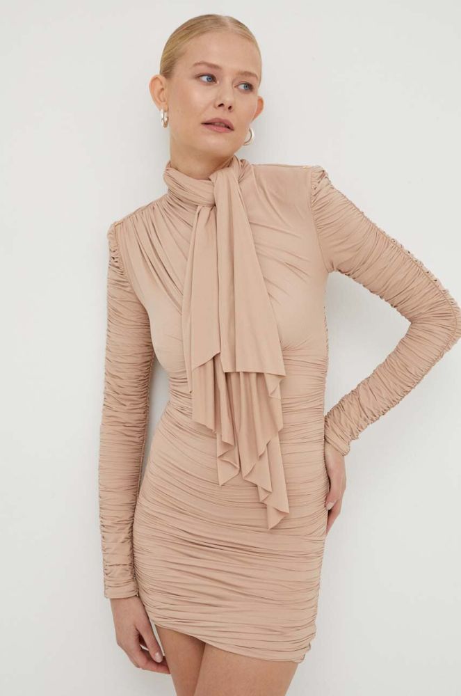 Сукня Elisabetta Franchi колір бежевий mini облягаюча (3689065)