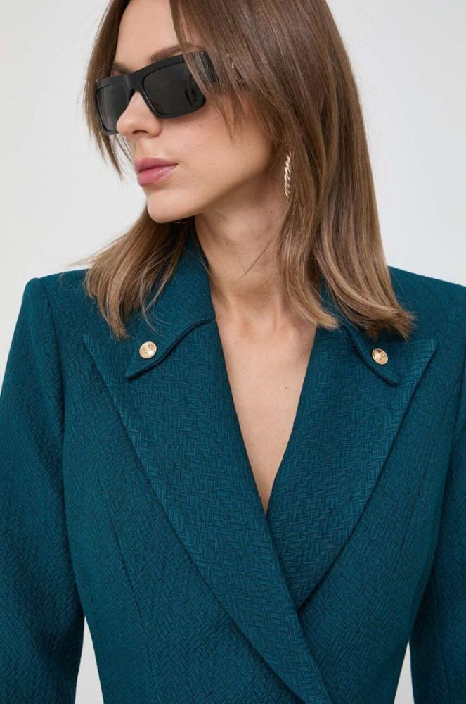 Сукня з домішкою вовни Elisabetta Franchi колір бірюзовий mini облягаюча фото 4