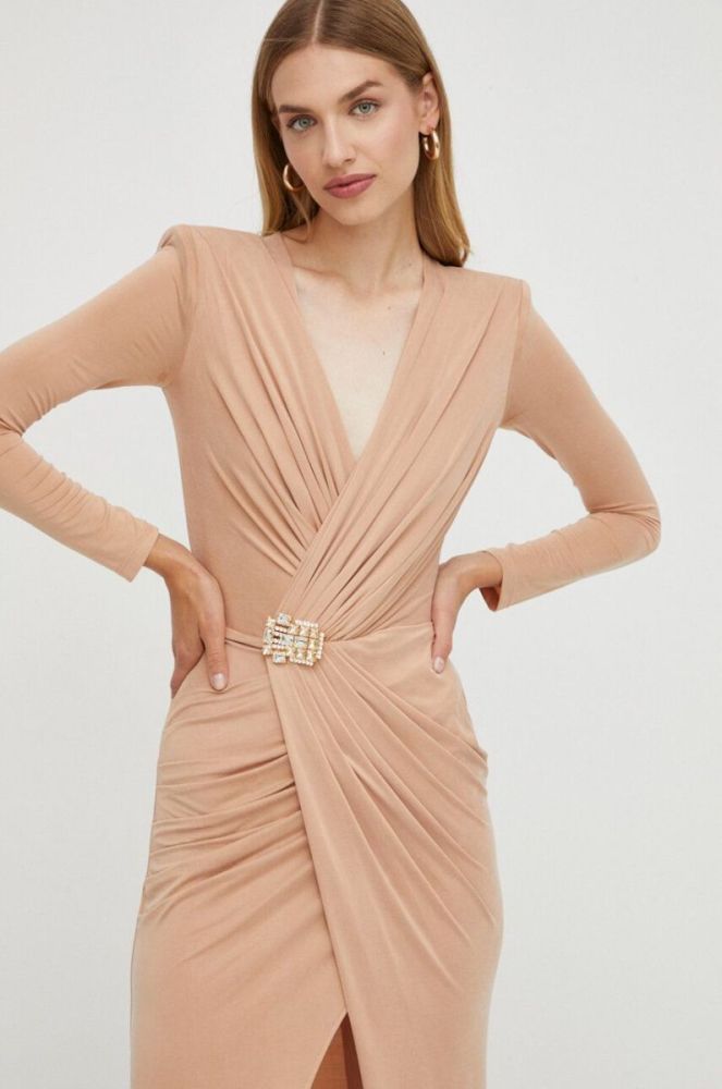 Сукня Elisabetta Franchi колір бежевий maxi облягаюча (3642375) фото 2