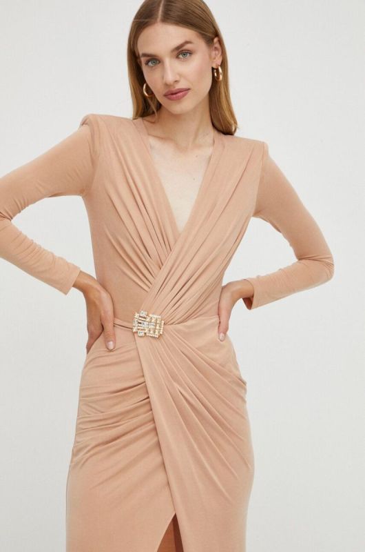 Сукня Elisabetta Franchi колір бежевий maxi облягаюча (3642375) фото 2