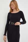 Сукня з домішкою вовни Twinset колір чорний midi облягаюча (3467693)