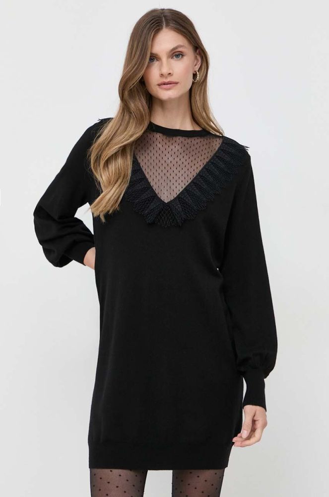 Сукня з домішкою вовни Twinset колір чорний mini пряма (3482685)
