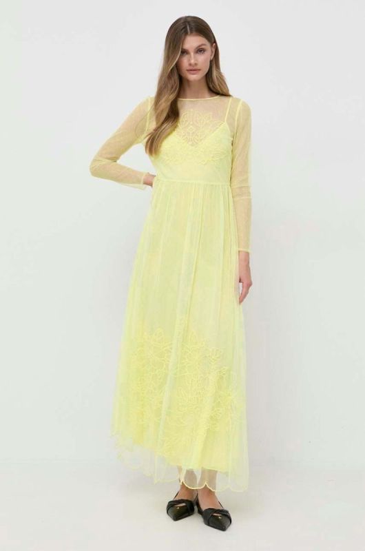 Сукня Twinset колір жовтий maxi розкльошена фото 2