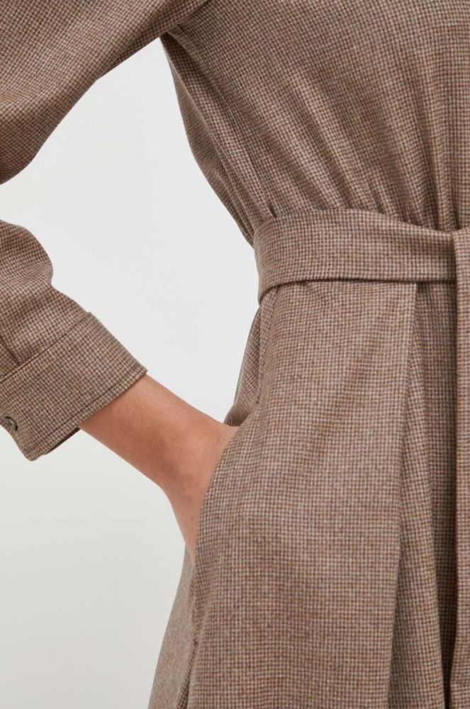 Вовняна сукня Weekend Max Mara колір коричневий midi розкльошена фото 5