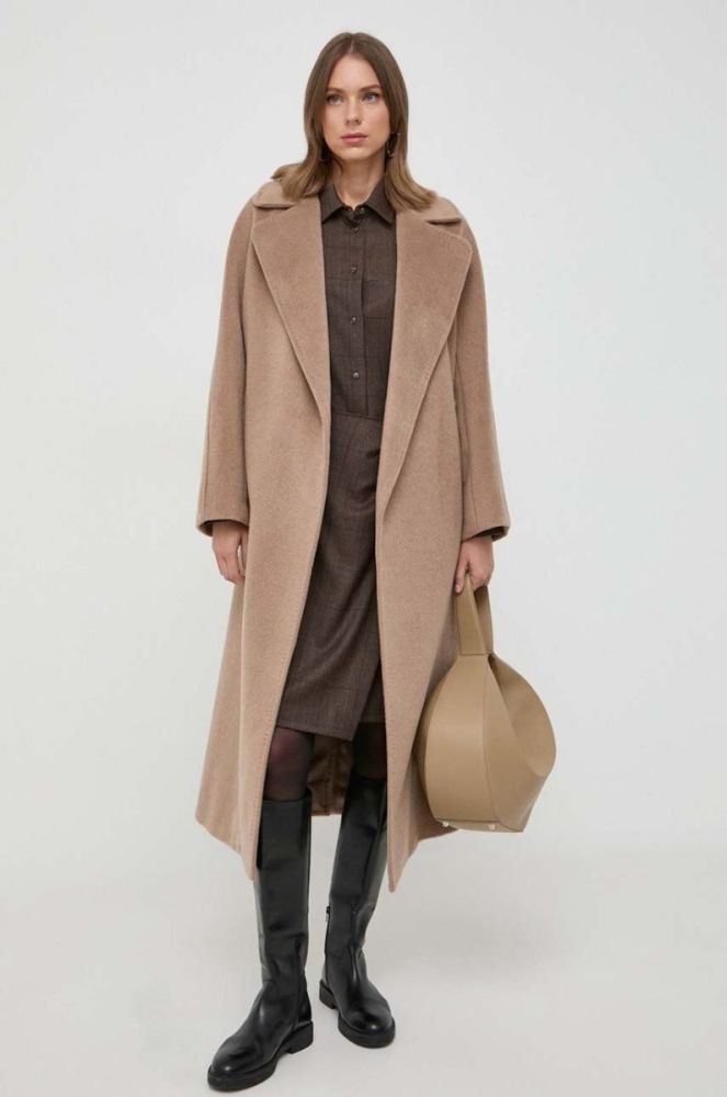 Вовняна сукня Weekend Max Mara колір коричневий mini розкльошена фото 2