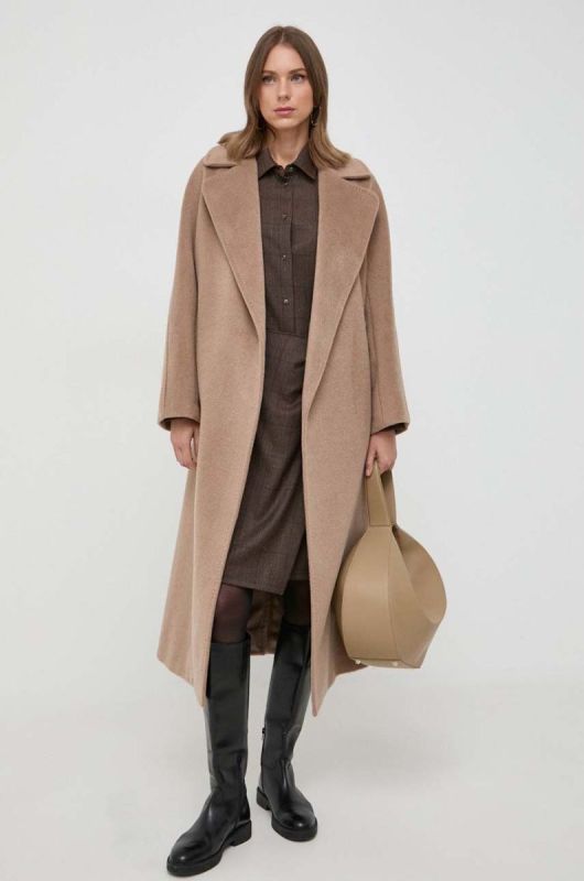 Вовняна сукня Weekend Max Mara колір коричневий mini розкльошена фото 2