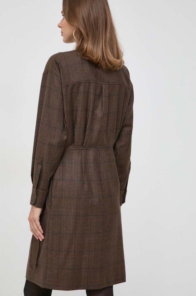 Вовняна сукня Weekend Max Mara колір коричневий mini розкльошена фото 3
