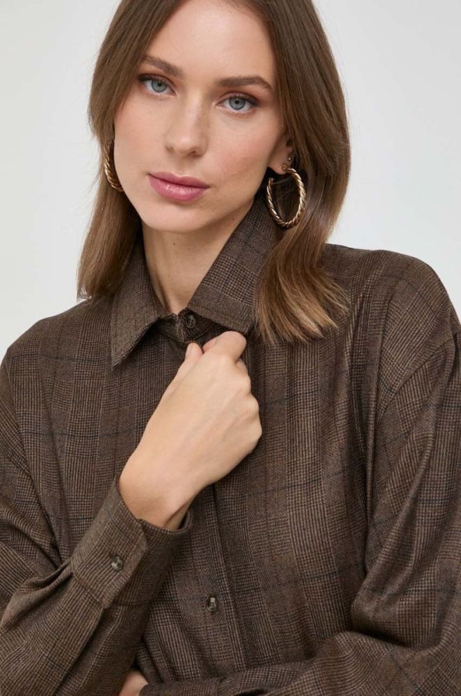 Вовняна сукня Weekend Max Mara колір коричневий mini розкльошена фото 5