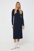 Вовняна сукня Weekend Max Mara колір синій midi облягаюча