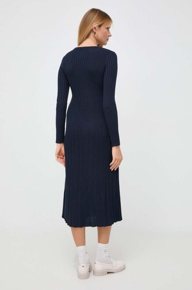 Вовняна сукня Weekend Max Mara колір синій midi облягаюча фото 3