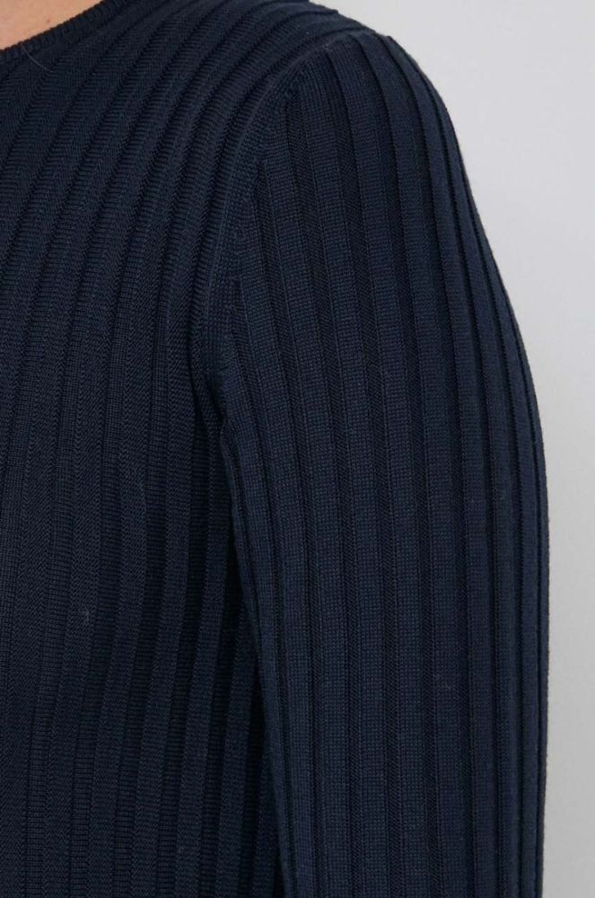 Вовняна сукня Weekend Max Mara колір синій midi облягаюча фото 5