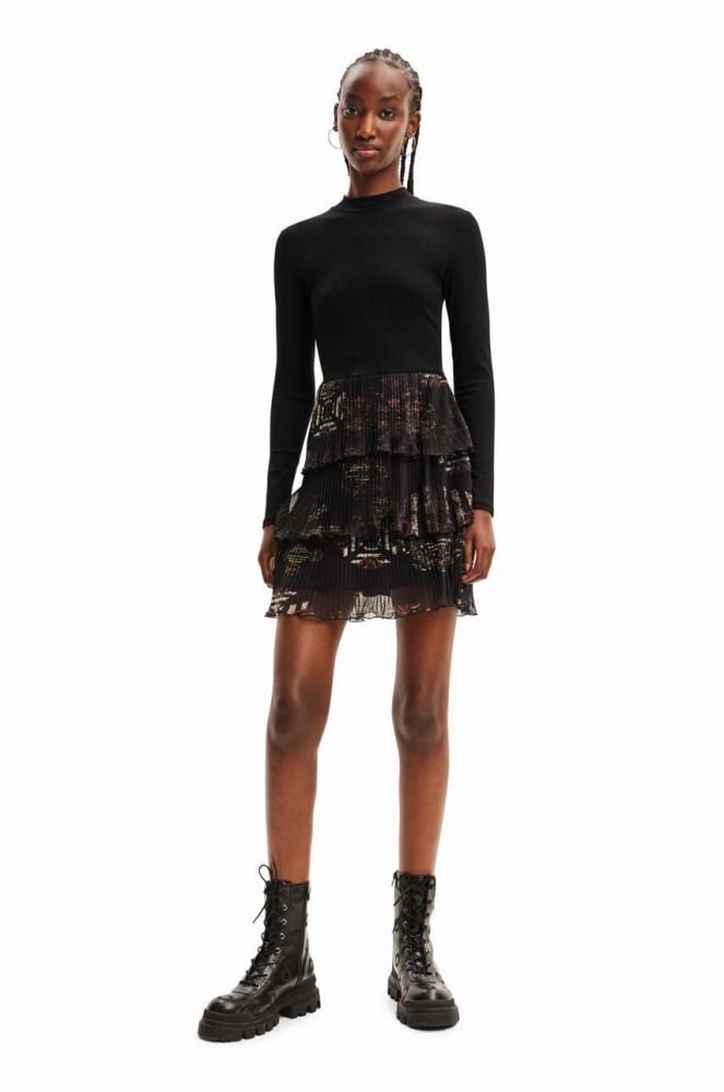 Сукня Desigual колір чорний mini розкльошена (3564712)