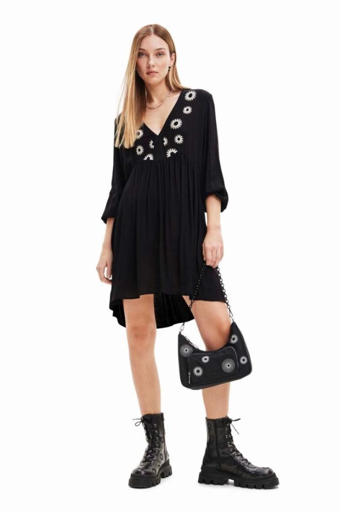 Сукня Desigual колір чорний mini розкльошена (3486678) фото 4
