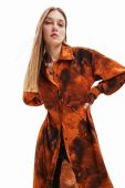 Сукня Desigual 23WWVWAG WOMAN WOVEN DRESS LONG SLEEVE колір помаранчевий midi пряма