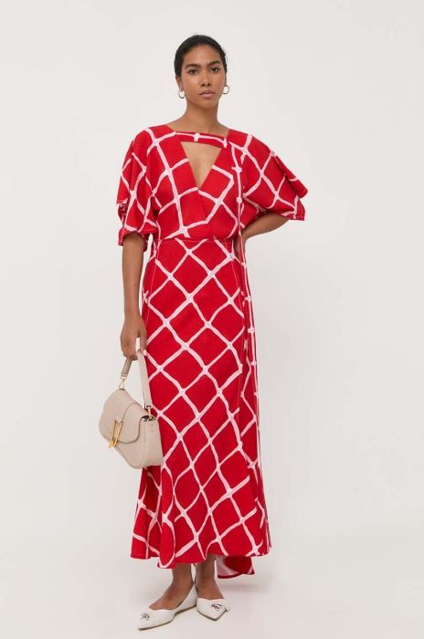 Сукня Victoria Beckham колір червоний maxi розкльошена