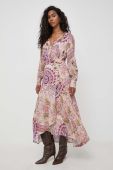 Сукня Guess колір рожевий midi розкльошена (3575818)