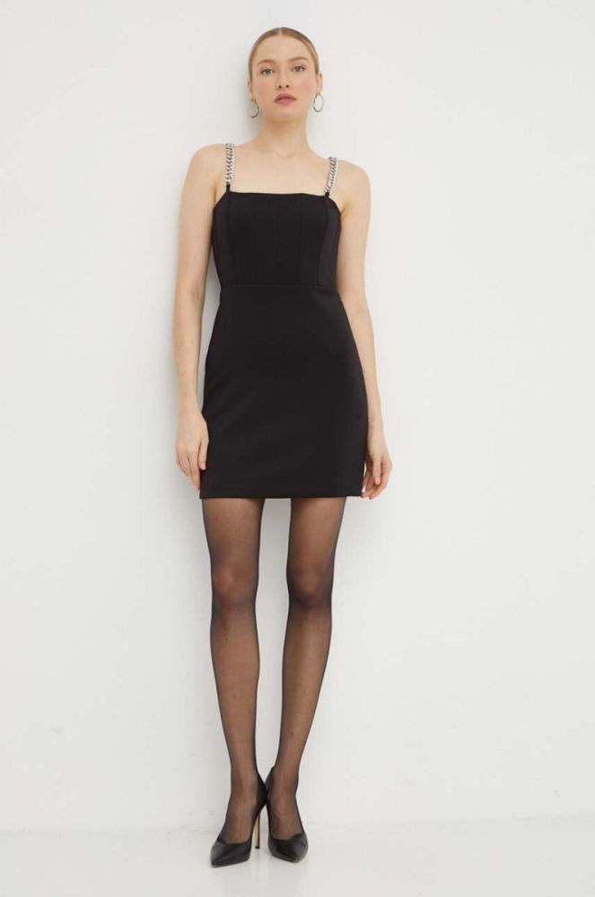 Сукня Guess колір чорний mini розкльошена (3547616) фото 2