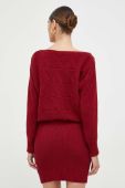 Сукня з домішкою вовни Guess колір бордовий mini облягаюча