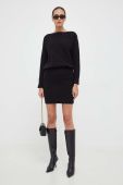 Сукня з домішкою вовни Guess колір чорний mini облягаюча