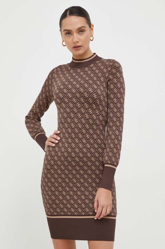 Сукня Guess колір коричневий mini облягаюча (3598599)