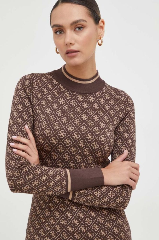 Сукня Guess колір коричневий mini облягаюча (3598599) фото 4