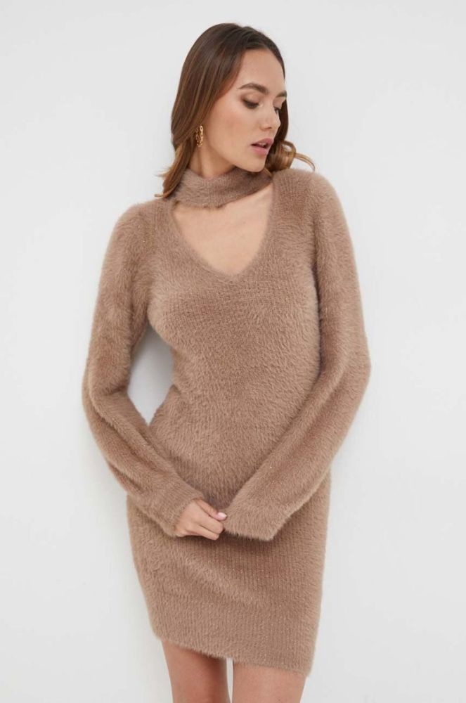 Сукня Guess колір коричневий mini облягаюча (3606237) фото 4
