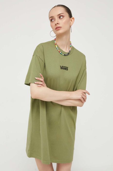 Бавовняна сукня Vans колір зелений mini oversize