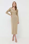 Сукня Luisa Spagnoli колір бежевий midi облягаюча