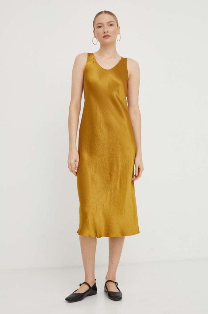 Сукня Max Mara Leisure колір жовтий midi розкльошена фото 2