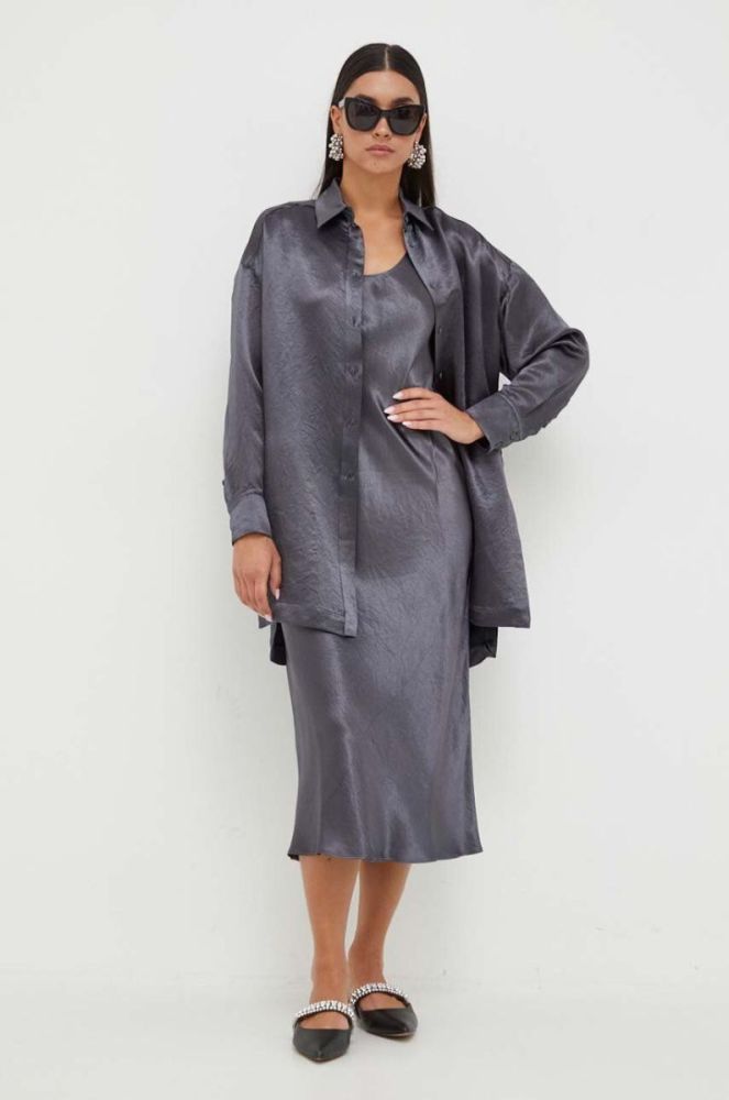 Сукня Max Mara Leisure колір сірий midi розкльошена фото 2