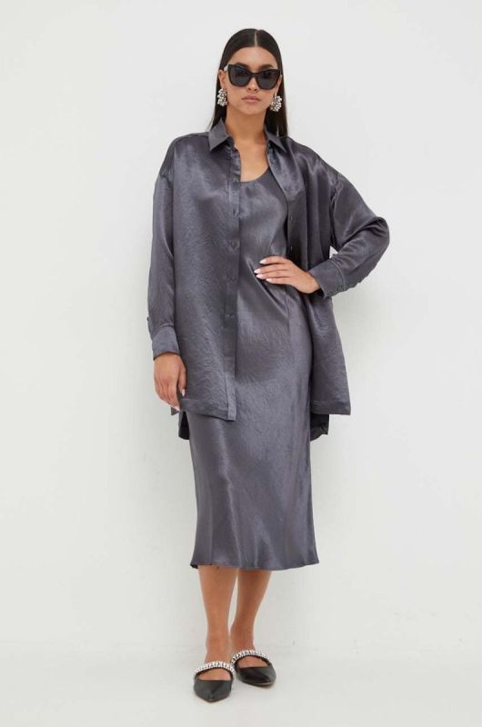 Сукня Max Mara Leisure колір сірий midi розкльошена фото 2