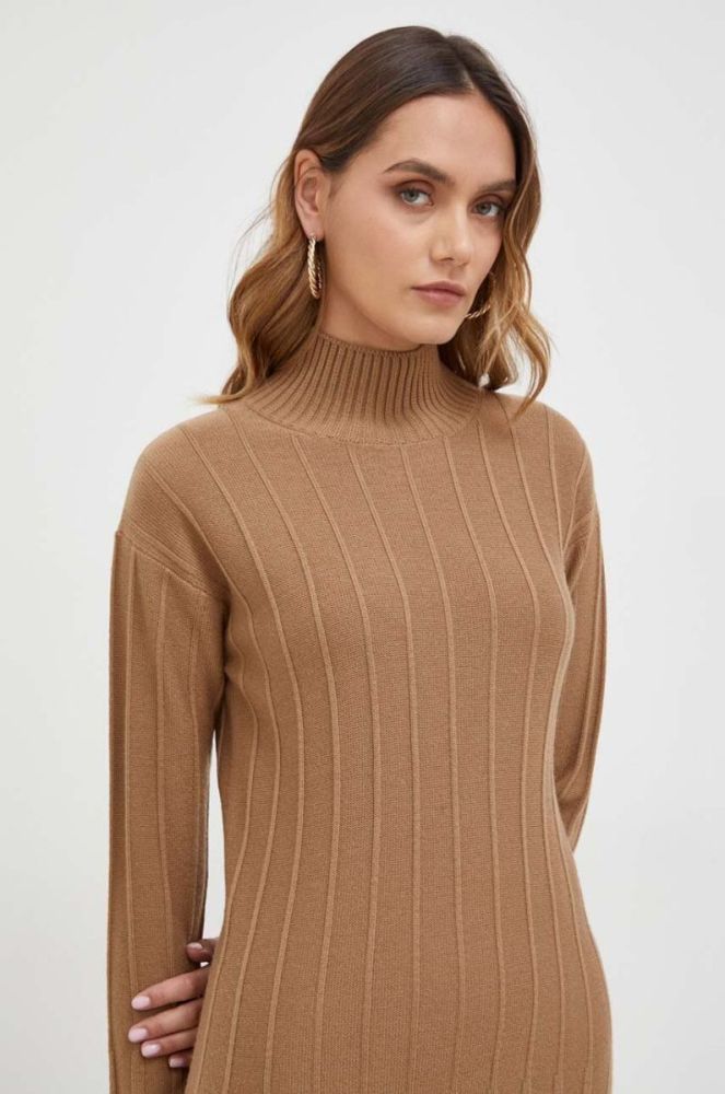 Вовняна сукня Max Mara Leisure колір коричневий mini пряма фото 4