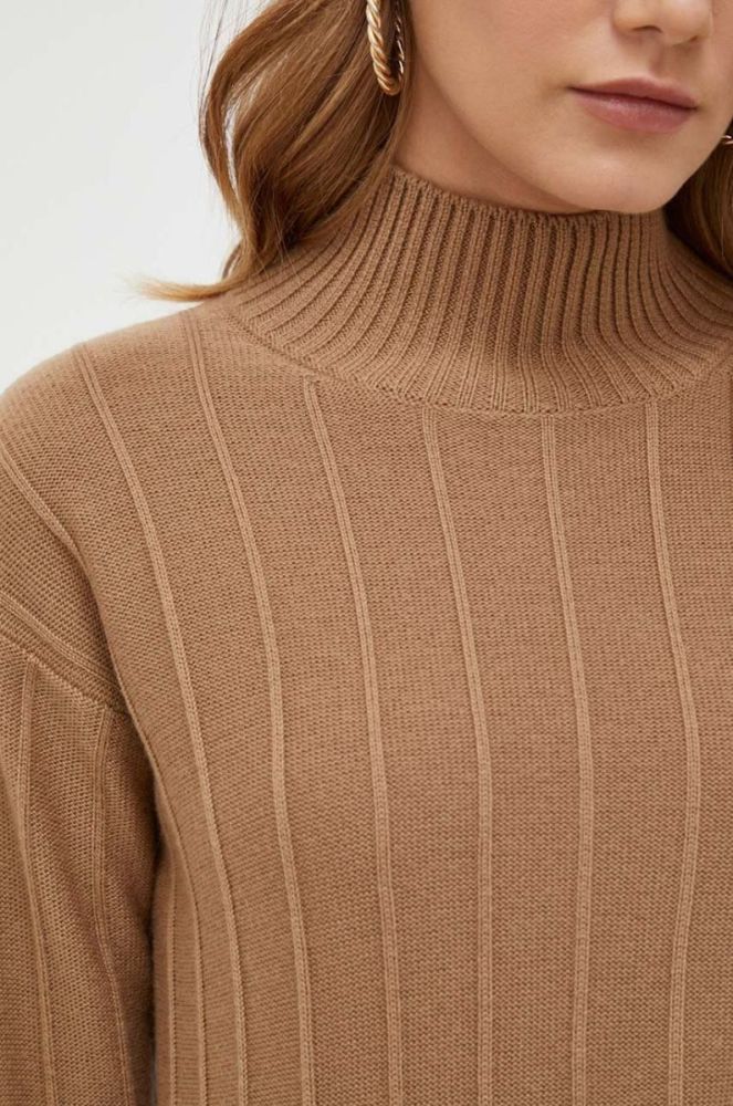 Вовняна сукня Max Mara Leisure колір коричневий mini пряма фото 5