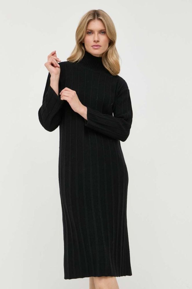 Вовняна сукня Max Mara Leisure колір чорний mini пряма фото 3