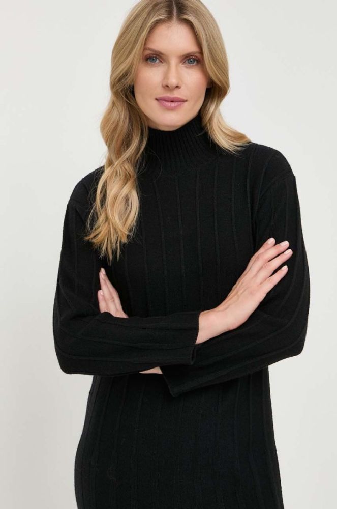 Вовняна сукня Max Mara Leisure колір чорний mini пряма фото 4