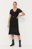 Льняна сукня Miss Sixty колір чорний midi розкльошена