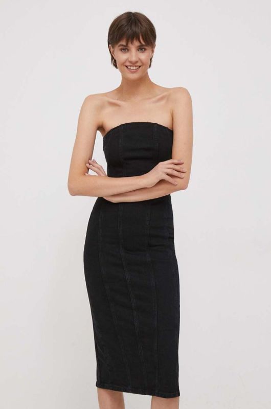 Джинсова сукня Sisley колір чорний mini облягаюча фото 2