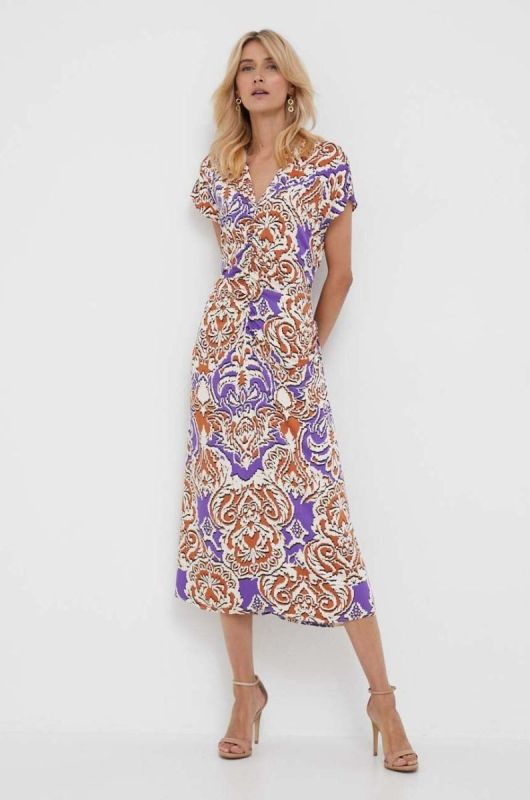 Сукня Sisley maxi розкльошена колір барвистий фото 2